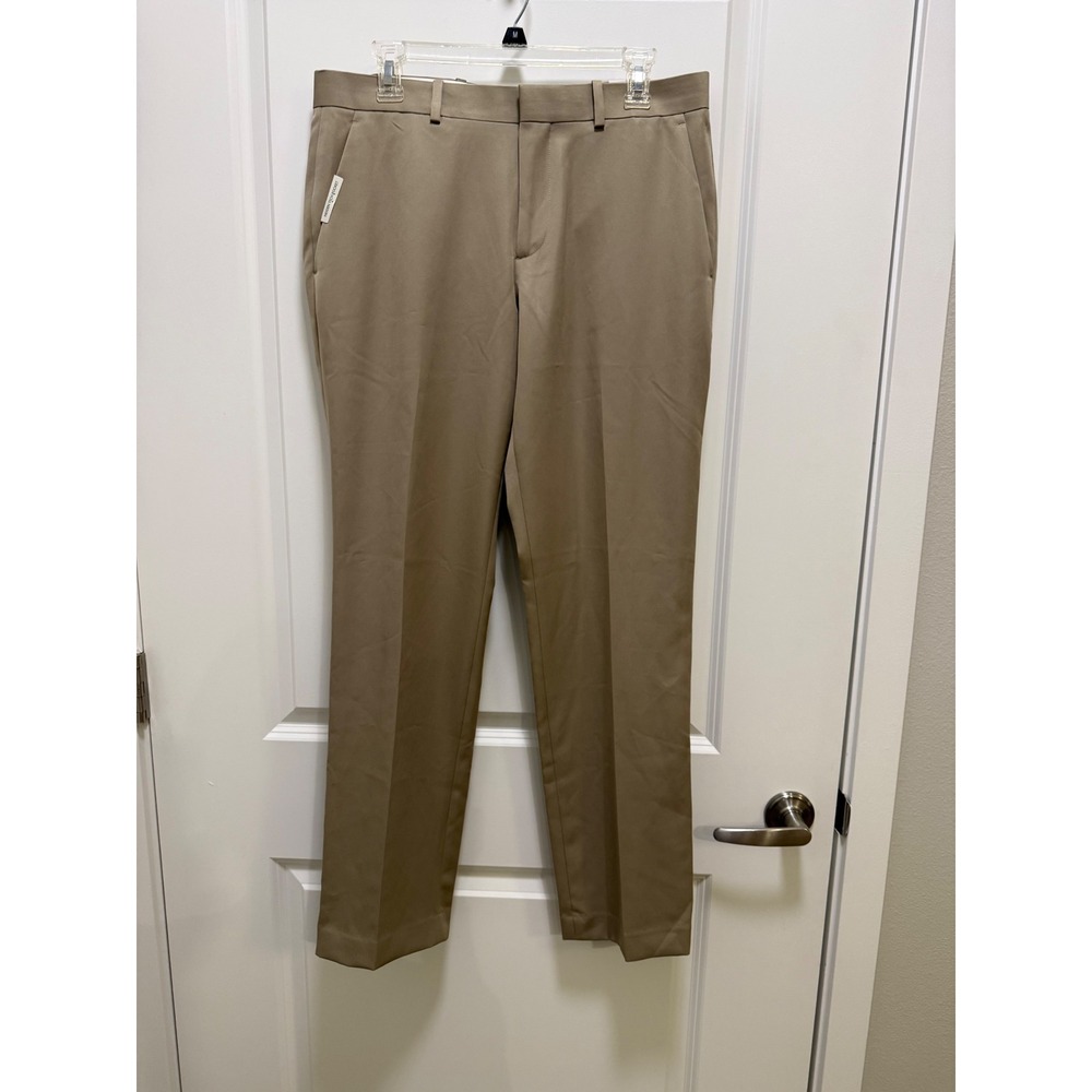 Perry Ellis Portfolio Mens Modern Fit Luxury Performance Dress Pants Khaki 32x32